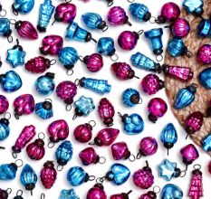 25 Pieces Pink and Turquoise Glass Ornaments - Christmas Tree Ornaments